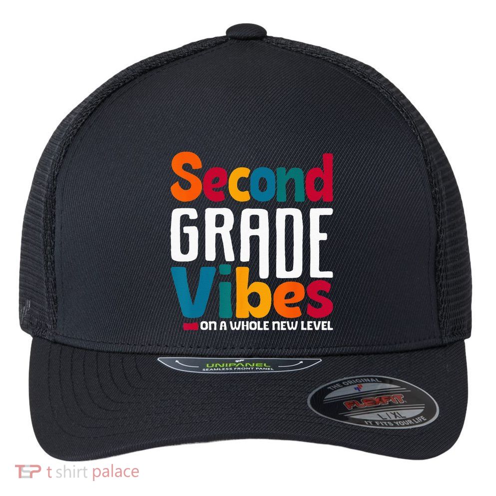 Second Grade Vibes Vintage 1st Day Of School Team 2nd Grade Flexfit Unipanel Trucker Cap