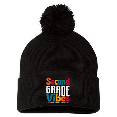 Second Grade Vibes Vintage 1st Day Of School Team 2nd Grade Pom Pom 12in Knit Beanie