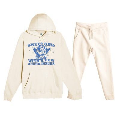 Sweet Girl With Few Anger Issues Premium Hooded Sweatsuit Set