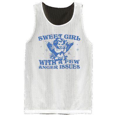 Sweet Girl With Few Anger Issues Mesh Reversible Basketball Jersey Tank