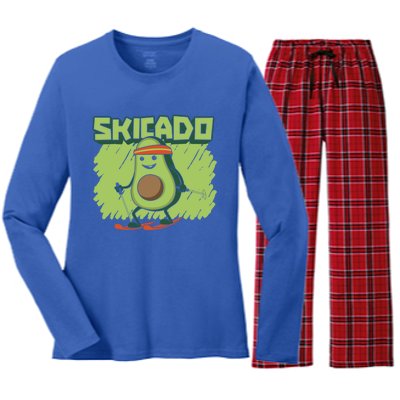 Skicado Gift Winter Snow Sports Skier Ski Mountains Skiing Gift Women's Long Sleeve Flannel Pajama Set 