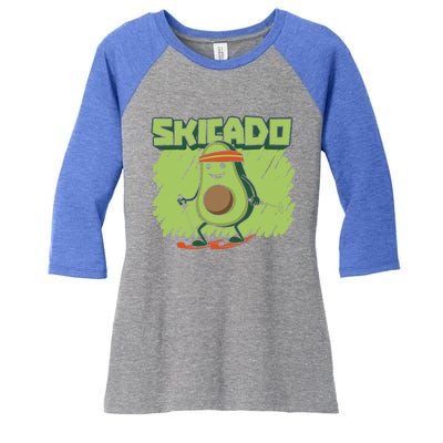 Skicado Gift Winter Snow Sports Skier Ski Mountains Skiing Gift Women's Tri-Blend 3/4-Sleeve Raglan Shirt