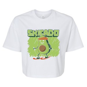 Skicado Gift Winter Snow Sports Skier Ski Mountains Skiing Gift Bella+Canvas Jersey Crop Tee