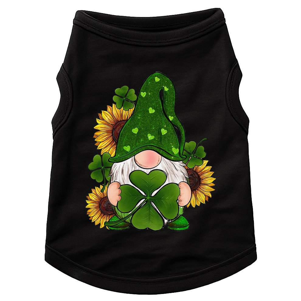 Sunflowers Gnome With Shamrock Gnome St Patricks Day Costume Doggie Tank
