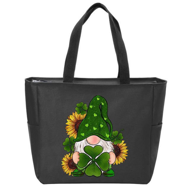 Sunflowers Gnome With Shamrock Gnome St Patricks Day Costume Zip Tote Bag