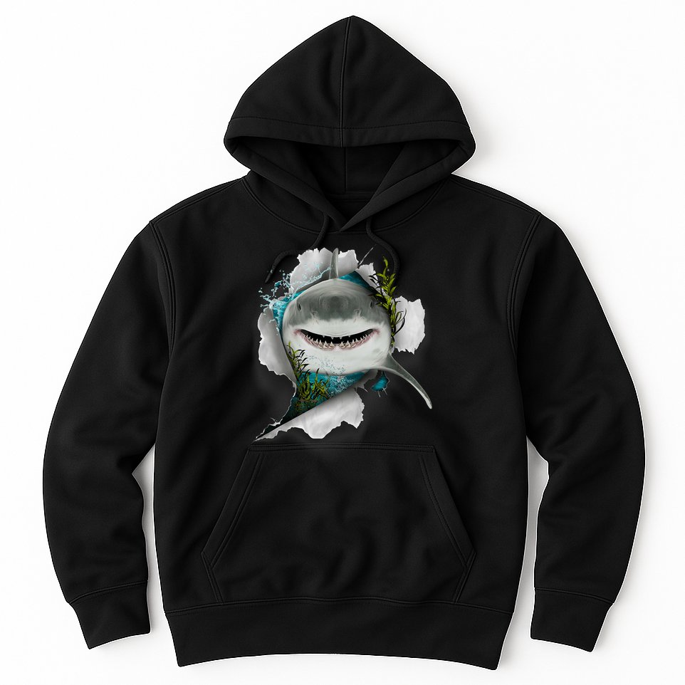 Shark Great White Shark Deep Sea Fishing Funny Shark Hoodie