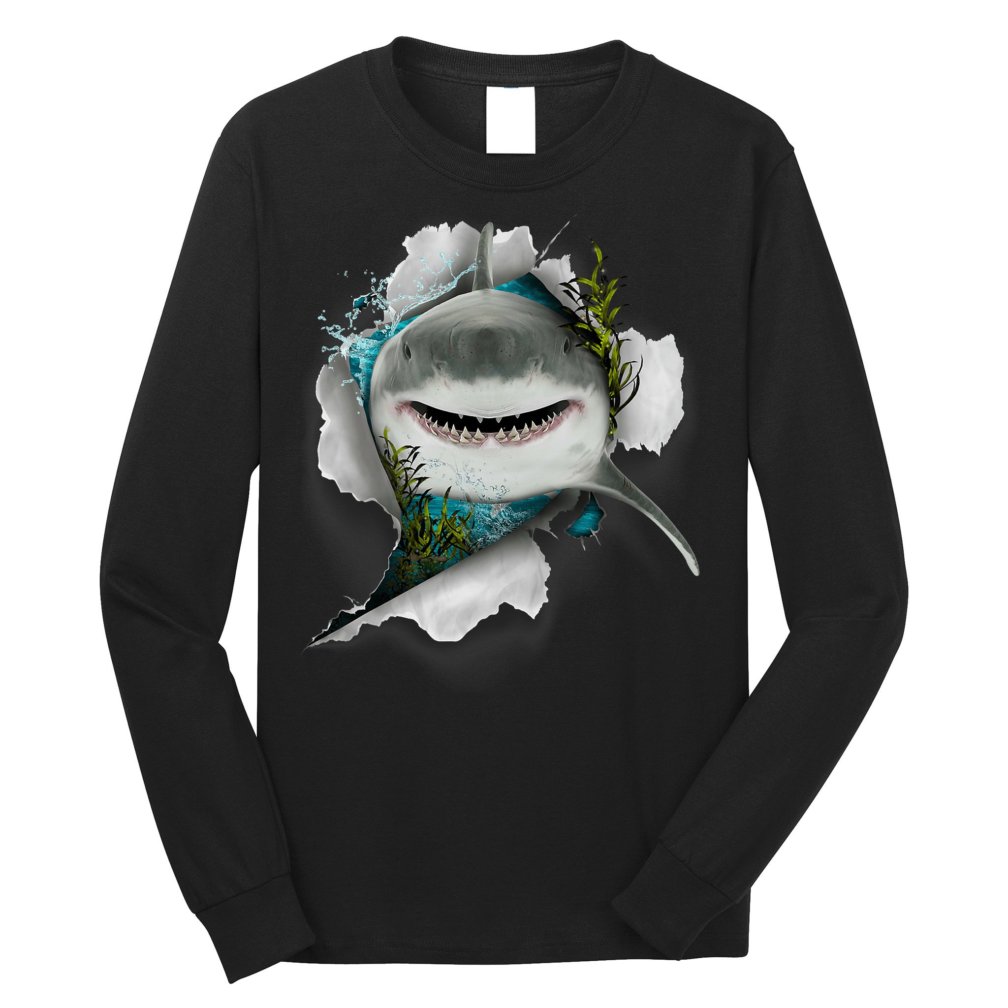 Shark Great White Shark Deep Sea Fishing Funny Shark Long Sleeve Shirt