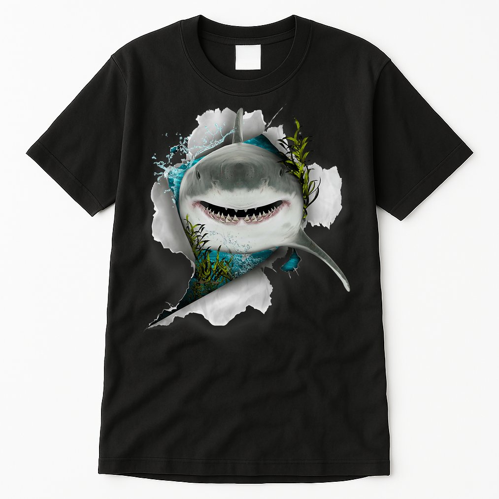 Shark Great White Shark Deep Sea Fishing Funny Shark Tall T-Shirt