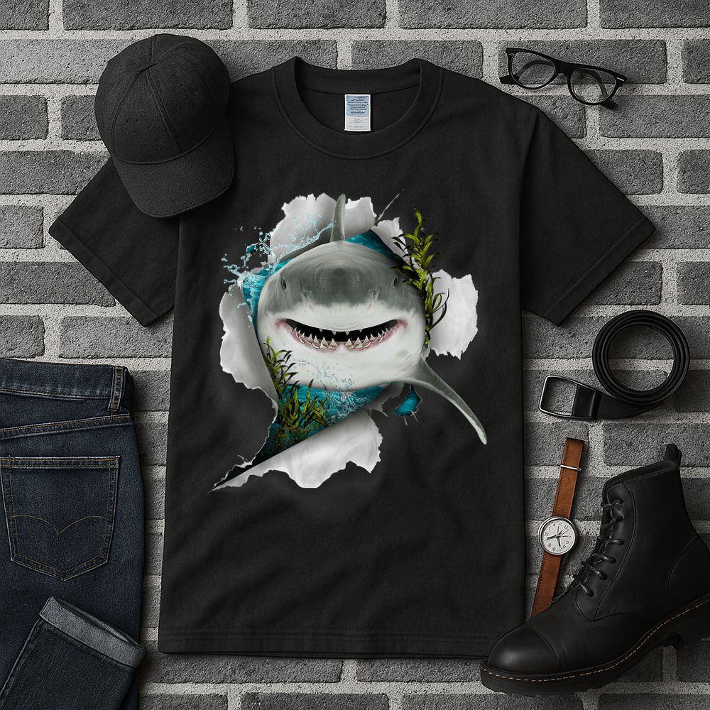 Shark Great White Shark Deep Sea Fishing Funny Shark Tall T-Shirt