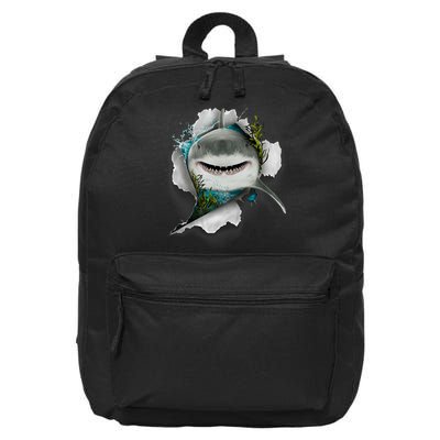 Shark Great White Shark Deep Sea Fishing Funny Shark 16 in Basic Backpack