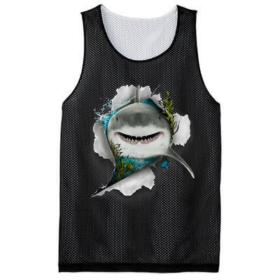Shark Great White Shark Deep Sea Fishing Funny Shark Mesh Reversible Basketball Jersey Tank