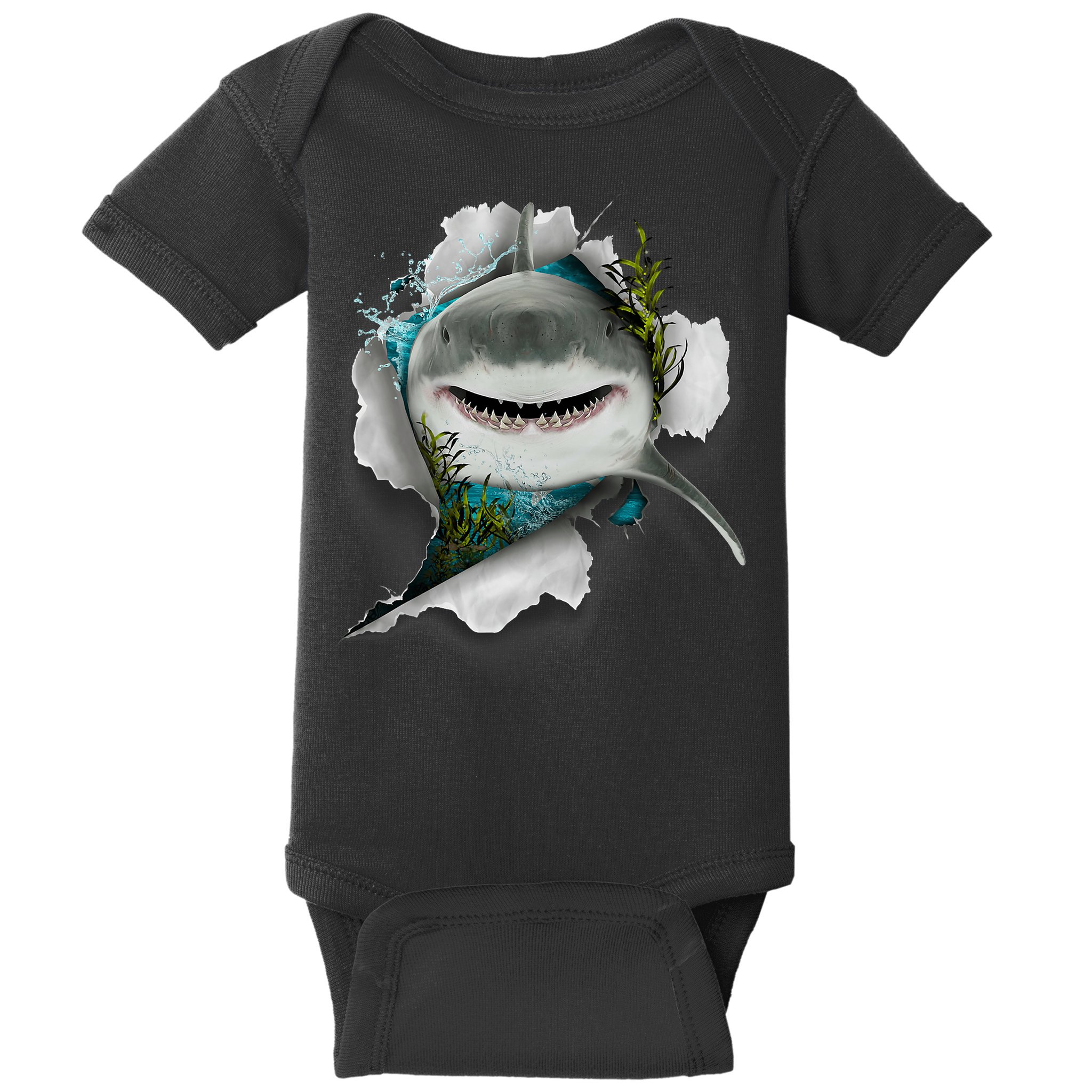 Shark Great White Shark Deep Sea Fishing Funny Shark Baby Bodysuit