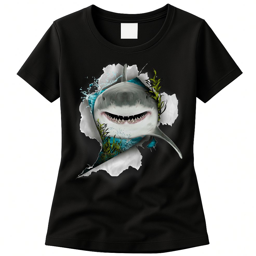 Shark Great White Shark Deep Sea Fishing Funny Shark Womens T-Shirt