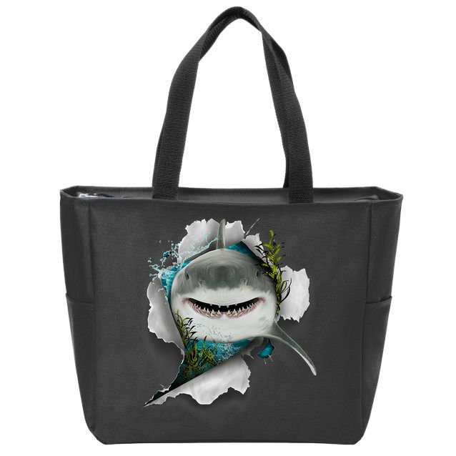 Shark Great White Shark Deep Sea Fishing Funny Shark Zip Tote Bag