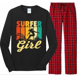 Surfer Girl Waves Surfing Trainer Surfboard Lover Long Sleeve Pajama Set