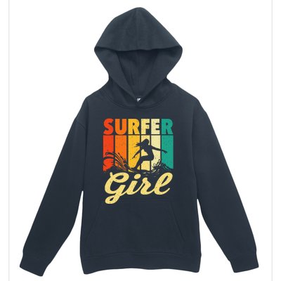 Surfer Girl Waves Surfing Trainer Surfboard Lover Urban Pullover Hoodie