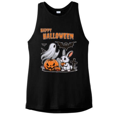 Spooky Ghost With Bunny Ladies PosiCharge Tri-Blend Wicking Tank