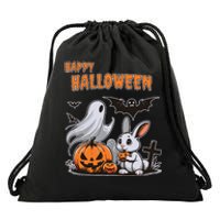 Spooky Ghost With Bunny Drawstring Bag