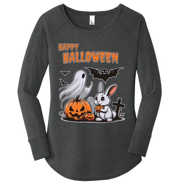 Spooky Ghost With Bunny Women's Perfect Tri Tunic Long Sleeve Shirt