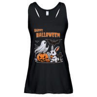 Spooky Ghost With Bunny Ladies Essential Flowy Tank