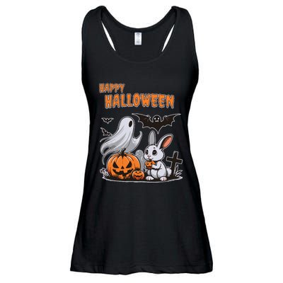 Spooky Ghost With Bunny Ladies Essential Flowy Tank