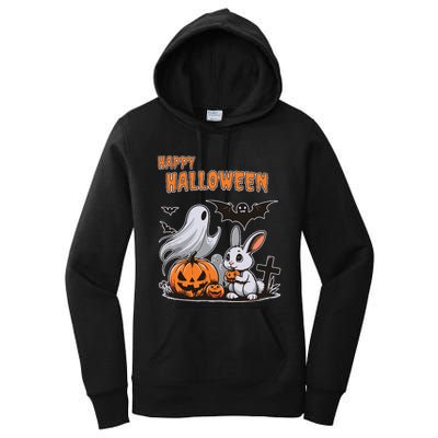 Spooky Ghost With Bunny Women's Pullover Hoodie