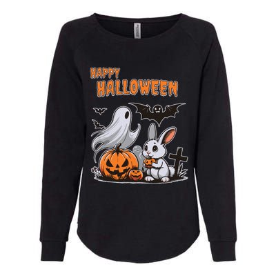 Spooky Ghost With Bunny Womens California Wash Sweatshirt