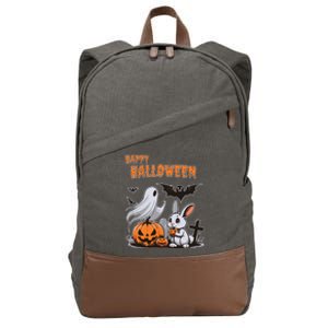 Spooky Ghost With Bunny Cotton Canvas Backpack