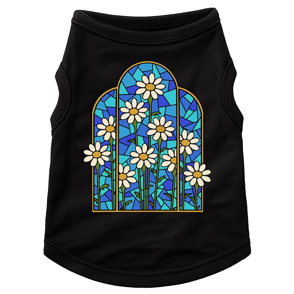 Stained Glass Wildflower Flower Kaleidoscope Church Window Doggie Tank