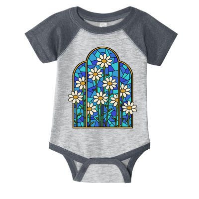 Stained Glass Wildflower Flower Kaleidoscope Church Window Infant Baby Jersey Bodysuit
