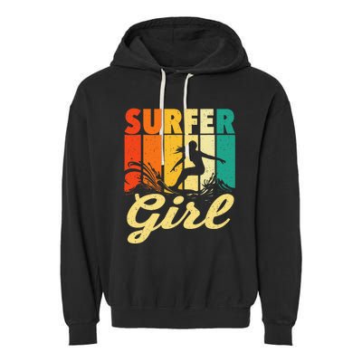 Surfer Girl Waves Surfing Trainer Surfboard Lover Garment-Dyed Fleece Hoodie