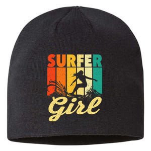 Surfer Girl Waves Surfing Trainer Surfboard Lover Sustainable Beanie