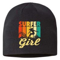 Surfer Girl Waves Surfing Trainer Surfboard Lover Sustainable Beanie