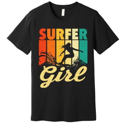 Surfer Girl Waves Surfing Trainer Surfboard Lover Premium T-Shirt