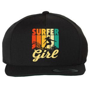 Surfer Girl Waves Surfing Trainer Surfboard Lover Wool Snapback Cap