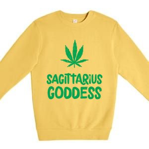 Sagittarius Goddess Weed Leaf Marijuana Horoscope Astrology Gift Premium Crewneck Sweatshirt