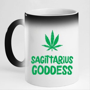 Sagittarius Goddess Weed Leaf Marijuana Horoscope Astrology Gift 11oz Black Color Changing Mug