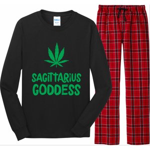 Sagittarius Goddess Weed Leaf Marijuana Horoscope Astrology Gift Long Sleeve Pajama Set