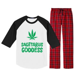 Sagittarius Goddess Weed Leaf Marijuana Horoscope Astrology Gift Raglan Sleeve Pajama Set