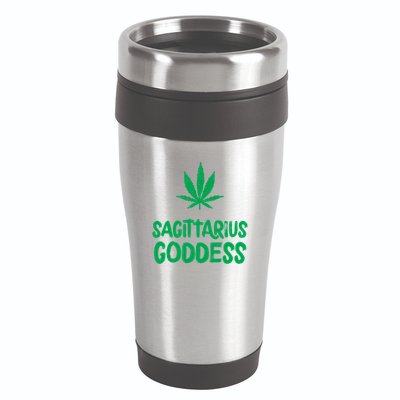 Sagittarius Goddess Weed Leaf Marijuana Horoscope Astrology Gift 16oz Travel Tumbler