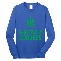 Sagittarius Goddess Weed Leaf Marijuana Horoscope Astrology Gift Long Sleeve Shirt