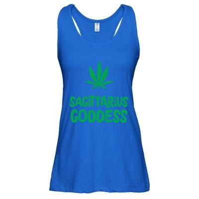 Sagittarius Goddess Weed Leaf Marijuana Horoscope Astrology Gift Ladies Essential Flowy Tank