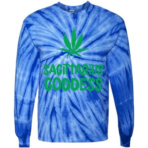 Sagittarius Goddess Weed Leaf Marijuana Horoscope Astrology Gift Tie-Dye Long Sleeve Shirt