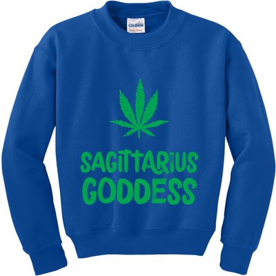 Sagittarius Goddess Weed Leaf Marijuana Horoscope Astrology Gift Kids Sweatshirt
