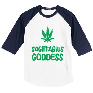 Sagittarius Goddess Weed Leaf Marijuana Horoscope Astrology Gift Baseball Sleeve Shirt