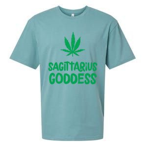 Sagittarius Goddess Weed Leaf Marijuana Horoscope Astrology Gift Sueded Cloud Jersey T-Shirt