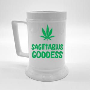 Sagittarius Goddess Weed Leaf Marijuana Horoscope Astrology Gift Beer Stein