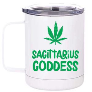 Sagittarius Goddess Weed Leaf Marijuana Horoscope Astrology Gift 12 oz Stainless Steel Tumbler Cup