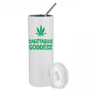 Sagittarius Goddess Weed Leaf Marijuana Horoscope Astrology Gift Stainless Steel Tumbler