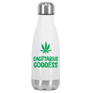 Sagittarius Goddess Weed Leaf Marijuana Horoscope Astrology Gift Stainless Steel Insulated Water Bottle